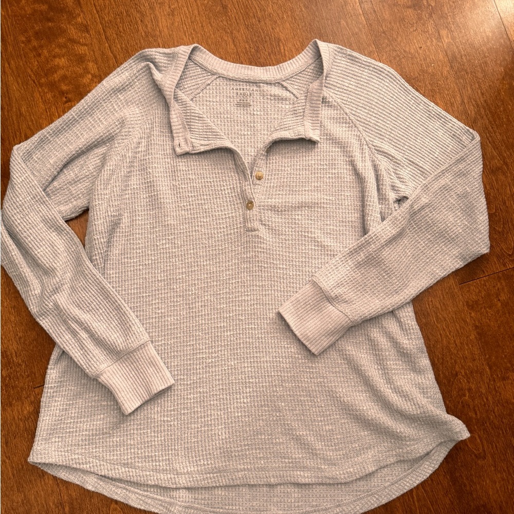 Women's Gray Henley Top